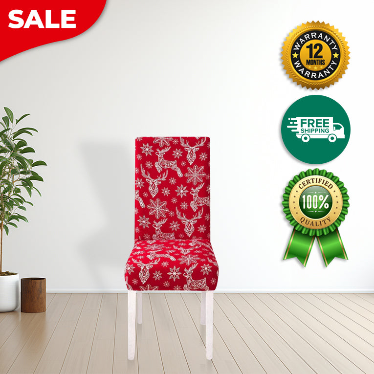 Anyseat Chair Cover Red Christmas Snowflakes Design Stretchable Dining Slipcover
