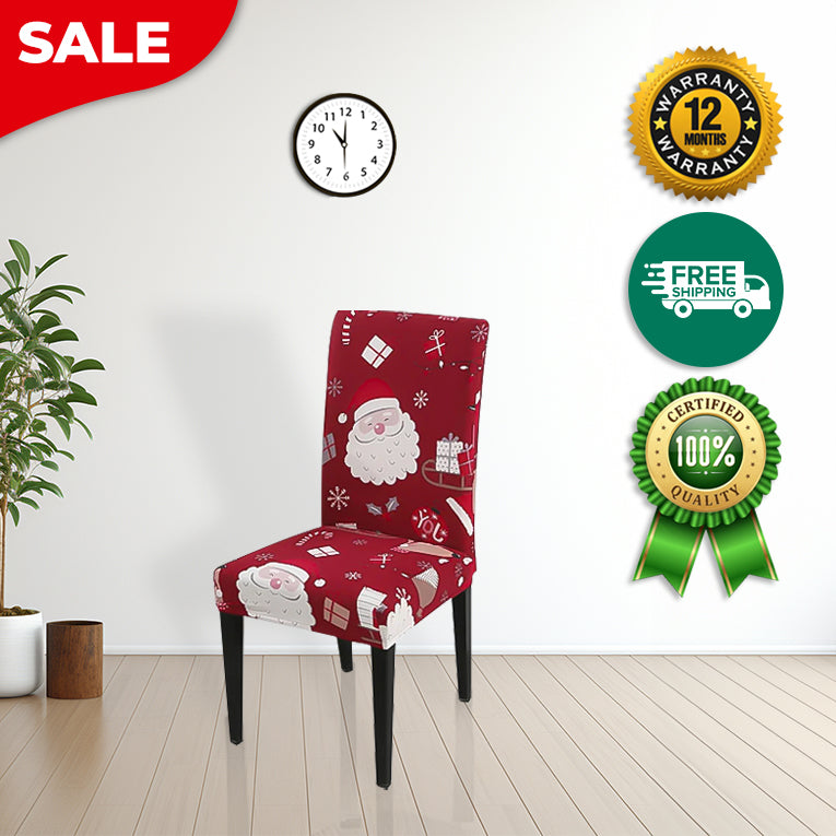 Anyseat Chair Cover Maroon Big Santa Head Design with Anti-Dirt and Elastic Material for Dining Room Kitchen Wedding Hotel Banquet Restaurant