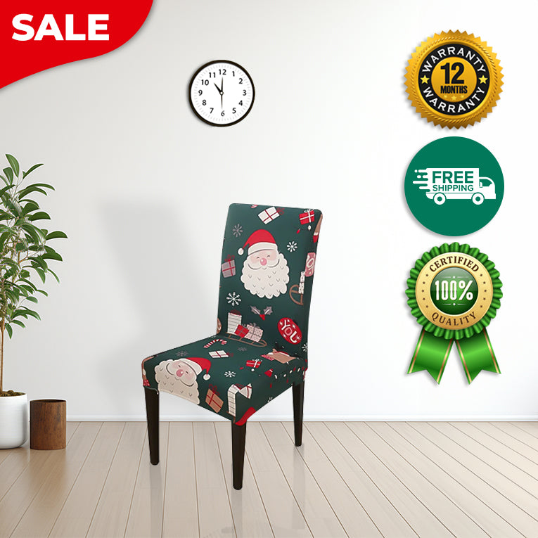Anyseat Chair Cover Green Big Santa Head Design with Anti-Dirt and Elastic Material for Dining Room Kitchen Wedding Hotel Banquet Restaurant