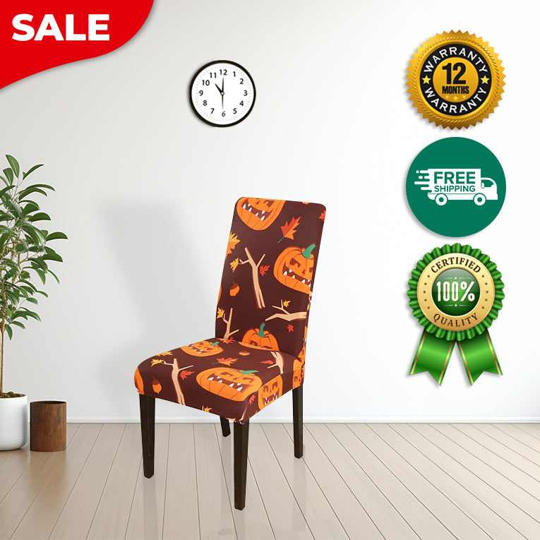 Anyseat Chair Cover Orange Pumpkin Twig Design with Anti-Dirt and Elastic Material for Dining Room Kitchen Wedding Hotel Banquet Restaurant