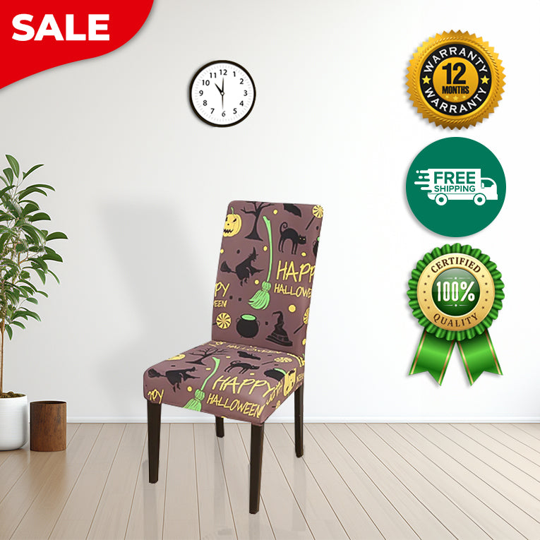 Anyseat Chair Cover Happy Halloween Icons Design with Anti-Dirt and Elastic Material for Dining Room Kitchen Wedding Hotel Banquet Restaurant