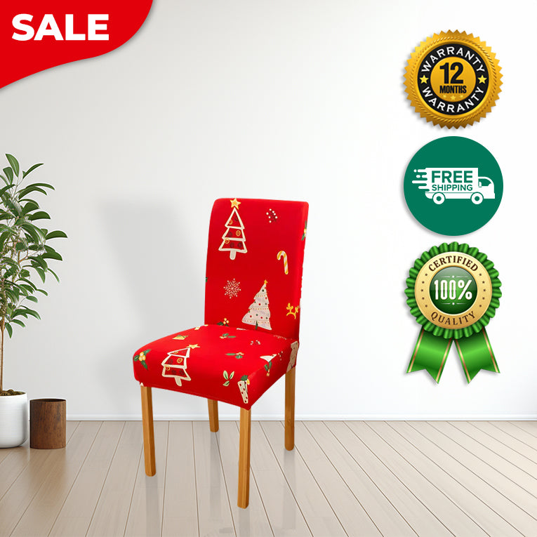 Anyseat Chair Cover Red Christmas Tree Print Elastic Slipcover Dining Decor