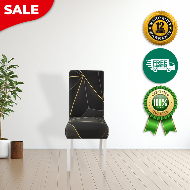 Anyseat Chair Cover Black Gray Geometric Line Print Elastic Slipcover Dining Decor