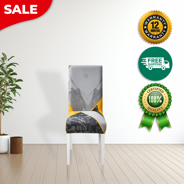 Anyseat Chair Cover Yellow Gray Abstract Print Elastic Slipcover Dining Decor