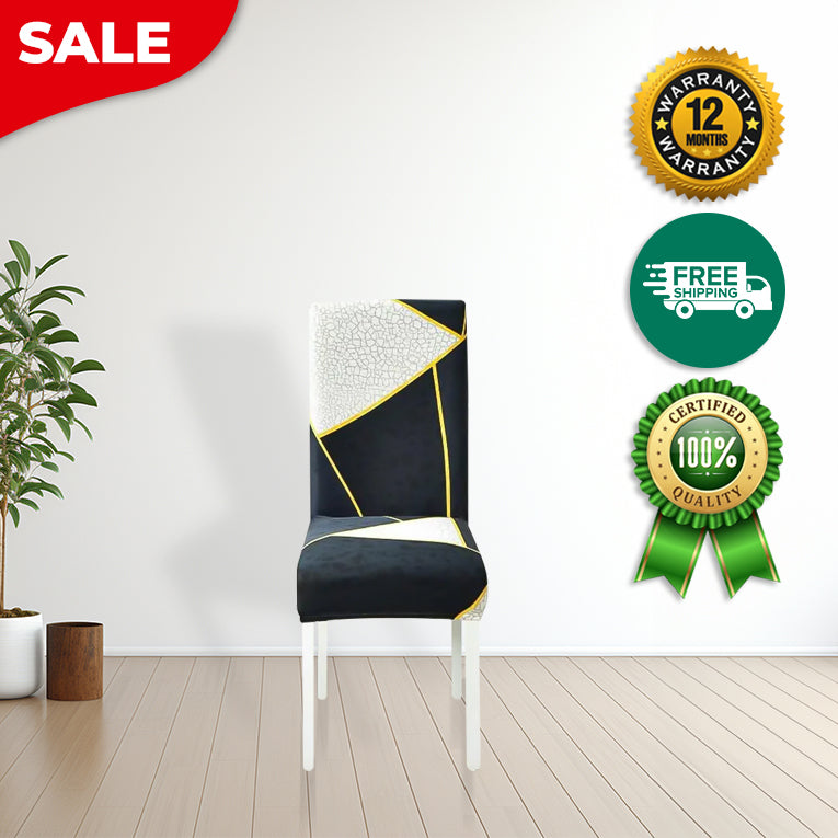 Anyseat Chair Cover Black White Geometric Design Elastic Slipcover Dining Decor