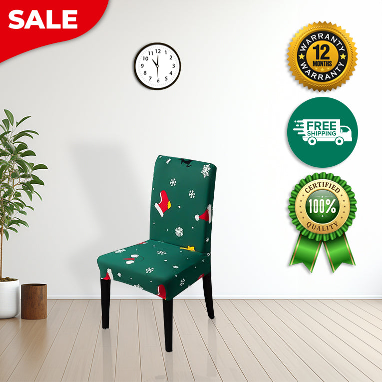 ANYDECO Chair Cover Green Christmas Socks Holiday Design with Anti-Dirt and Elastic Material for Dining Room Kitchen Wedding Hotel Banquet Restaurant