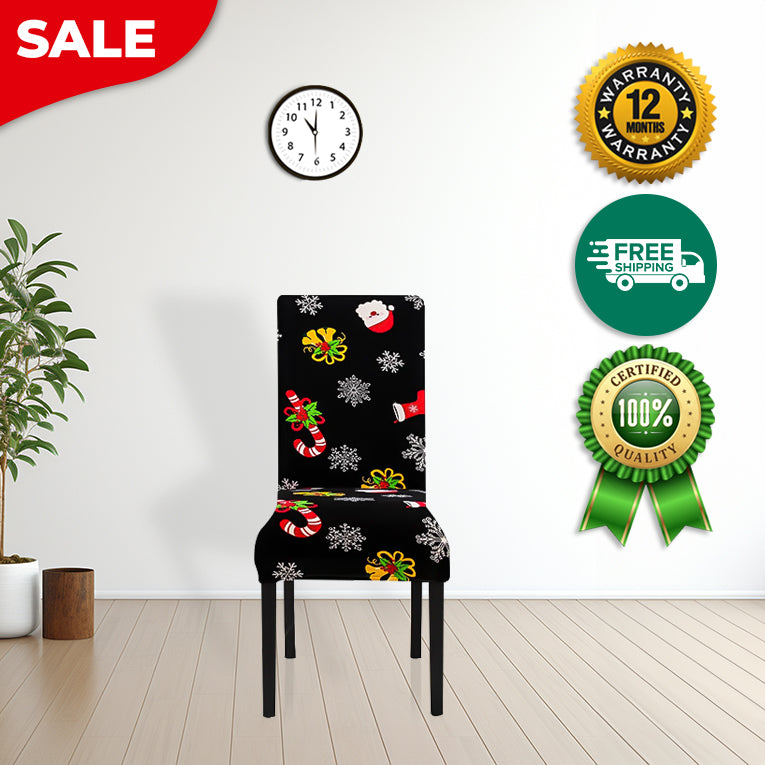 ANYDECO Chair Cover Black Christmas Candy Holiday Design with Anti-Dirt and Elastic Material for Dining Room Kitchen Wedding Hotel Banquet Restaurant