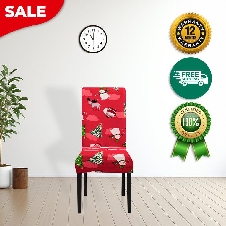 ANYDECO Chair Cover Red Snowman Christmas Holiday Design with Anti-Dirt and Elastic Material for Dining Room Kitchen Wedding Hotel Banquet Restaurant