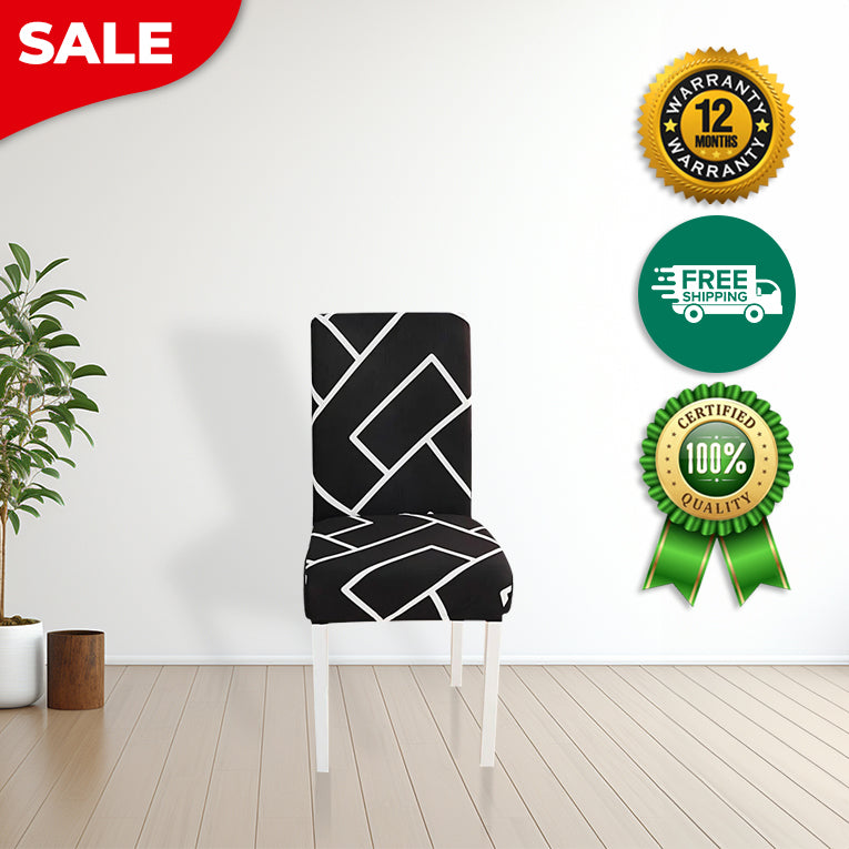 Anyseat Chair Cover Black Square Lattice Design Elastic Slipcover Dining Decor