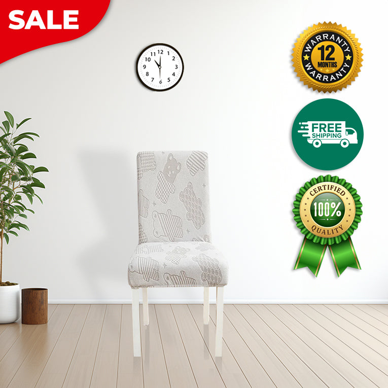 Anyseat Chair Cover Light Grey Bear Design with Anti-Dirt and Elastic Material for Dining Room Kitchen Wedding Hotel Banquet Restaurant