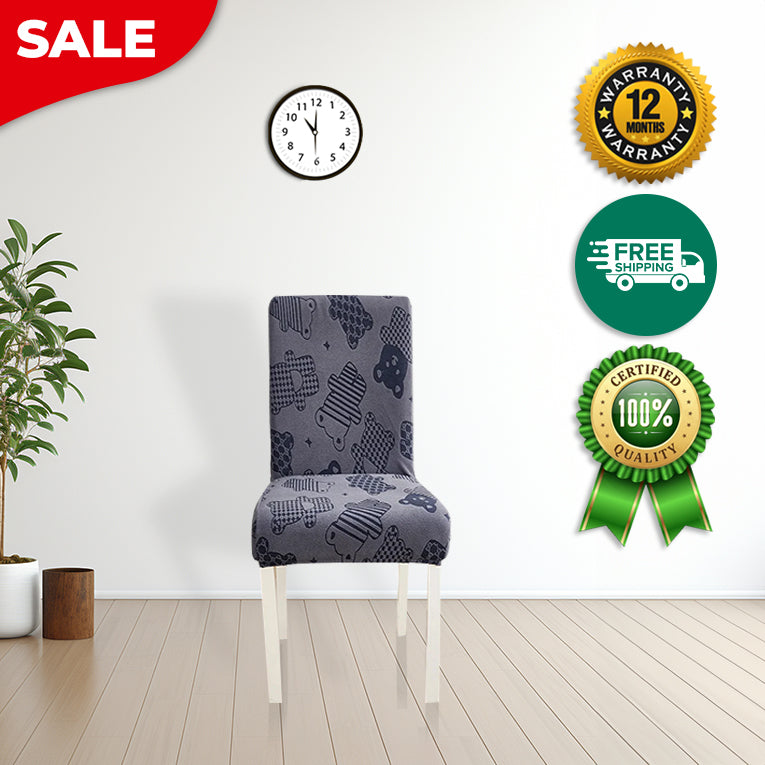 Anyseat Chair Cover Dark Grey Bear Design with Anti-Dirt and Elastic Material for Dining Room Kitchen Wedding Hotel Banquet Restaurant
