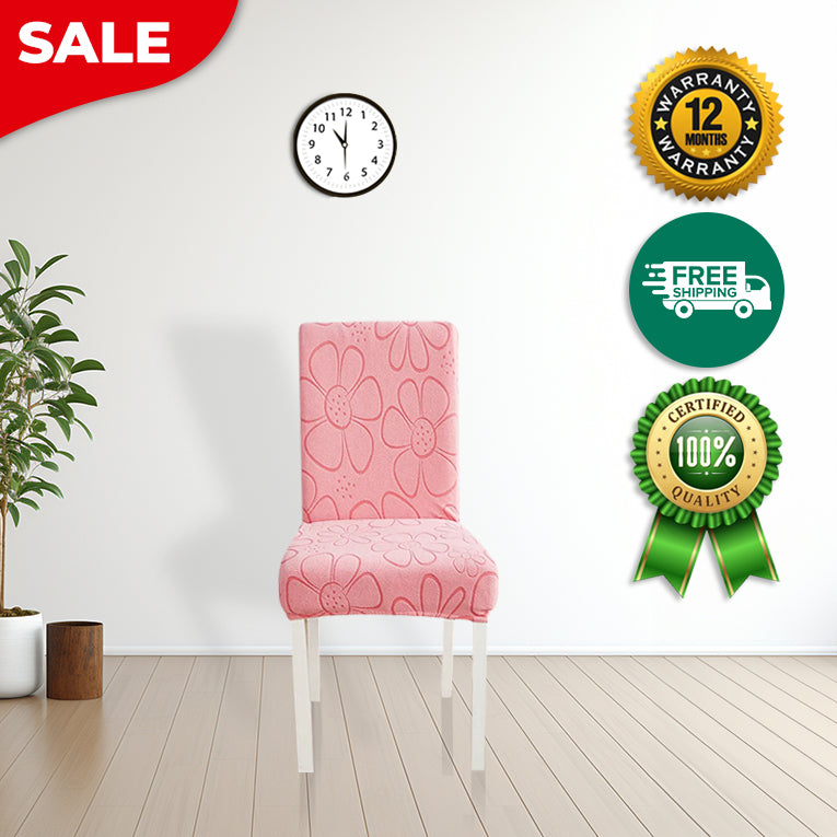 Anyseat Chair Cover Pink Floral Design with Anti-Dirt and Elastic Material for Dining Room Kitchen Wedding Hotel Banquet Restaurant
