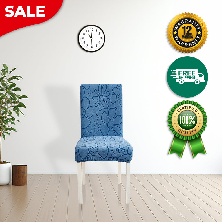 Anyseat Chair Cover Blue Floral Design with Anti-Dirt and Elastic Material for Dining Room Kitchen Wedding Hotel Banquet Restaurant