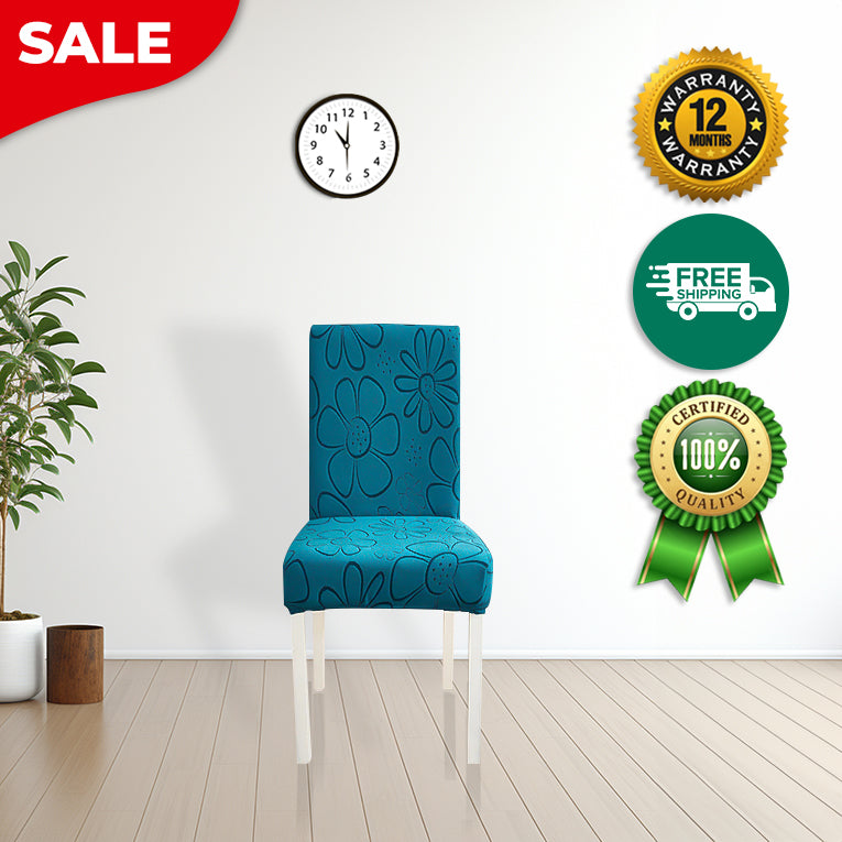 Anyseat Chair Cover Dark Blue Floral Design with Anti-Dirt and Elastic Material for Dining Room Kitchen Wedding Hotel Banquet Restaurant