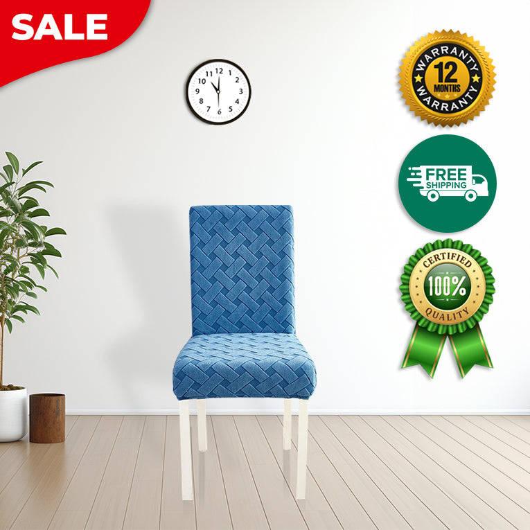 Anyseat Chair Cover Blue Knitted Design with Anti-Dirt and Elastic Material for Dining Room Kitchen Wedding Hotel Banquet Restaurant