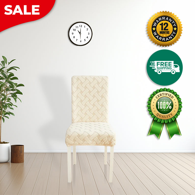 Anyseat Chair Cover Beige Knitted Design with Anti-Dirt and Elastic Material for Dining Room Kitchen Wedding Hotel Banquet Restaurant