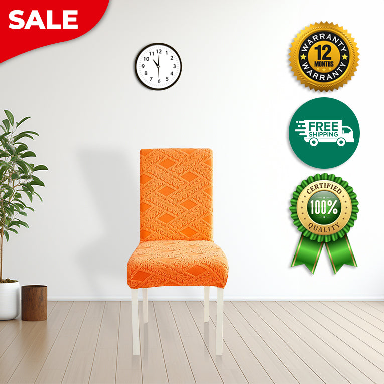 Anyseat Chair Cover Orange Knitted Veins Design with Anti-Dirt and Elastic Material for Dining Room Kitchen Wedding Hotel Banquet Restaurant