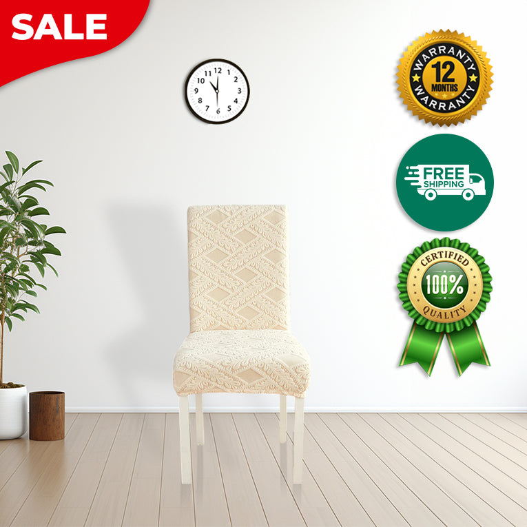 Anyseat Chair Cover Beige Knitted Veins Design with Anti-Dirt and Elastic Material for Dining Room Kitchen Wedding Hotel Banquet Restaurant