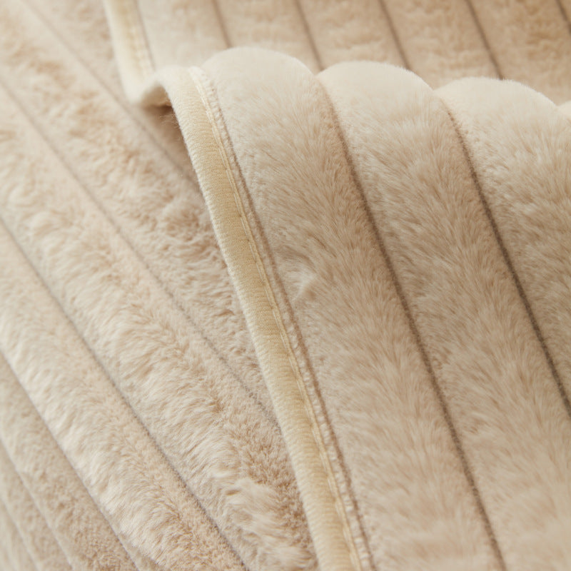 Anyseat Sofa Towel Super Soft Linear Camel Rabbit Plush Quilted Couch Cover L-shaped Sectional Anti-slip Sofa Cover