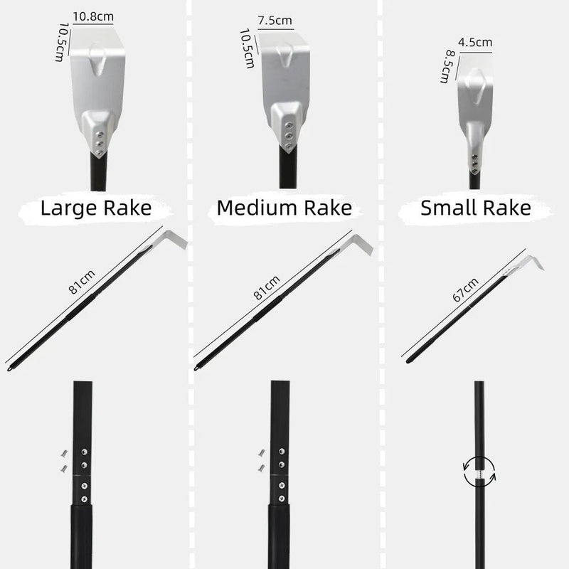 Anygleam Silver 81cm Medium Aluminum Ash Rake and Coal Mixing Pizza Tool Accessories