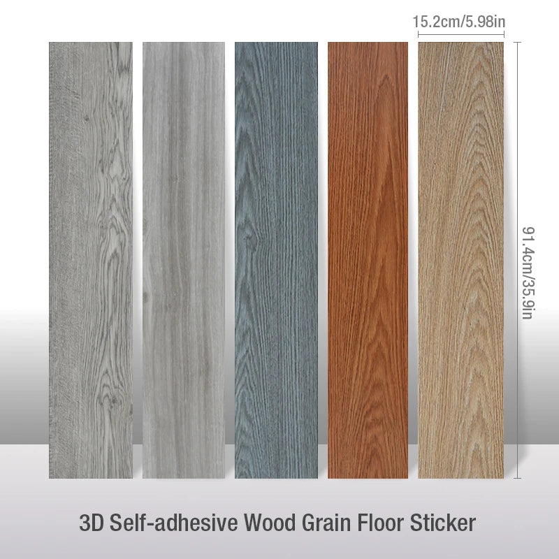 ANYHOUZ 5pcs Grey Oak Vinyl Floor Tile Wood Grain 3D Waterproof