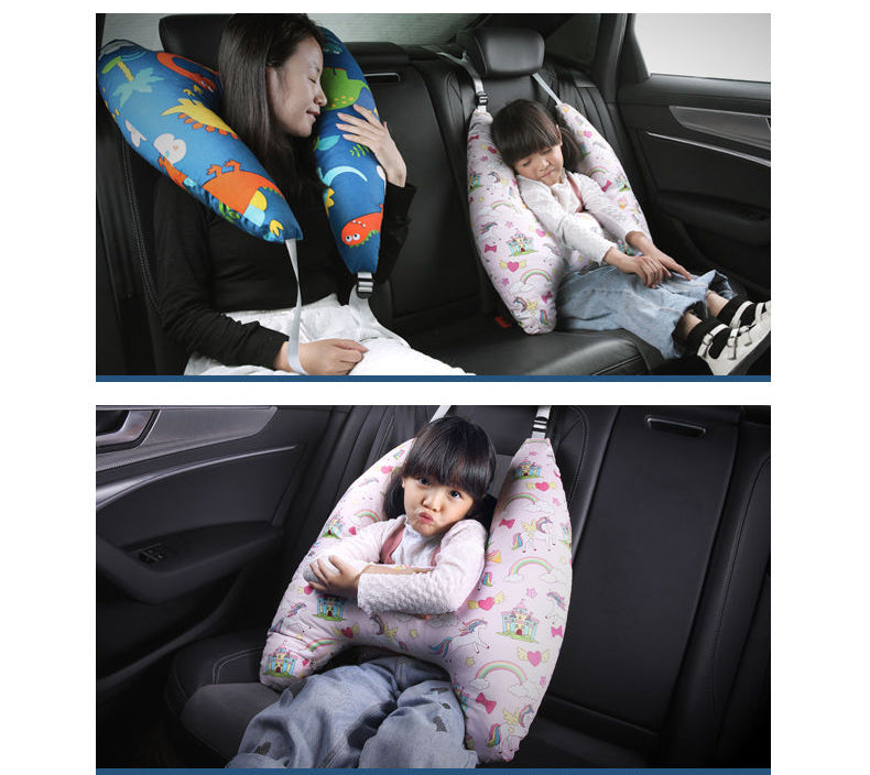 Anypillow Car Travel Pillow UShape Giraffe Pattern Children Travel Pillow Cushion for Car Seat, Safety Neck Pillow for Kids