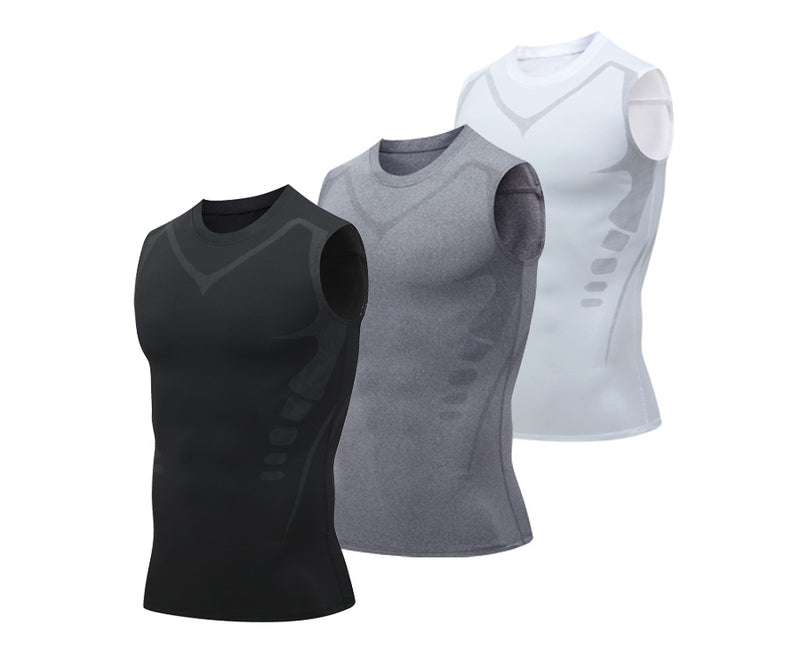 ANYMENS Fitness TShirt Black Gyms Clothing Tank Top Quick Dry Vest Workout Sportswear Round Neck Shirt Running Vest For Men