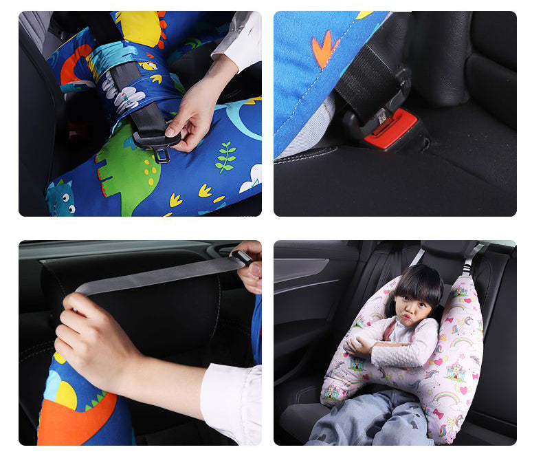 Anypillow Car Travel Pillow UShape Dinosaur Zoo Pattern Children Travel Pillow Cushion for Car Seat, Safety Neck Pillow for Kids