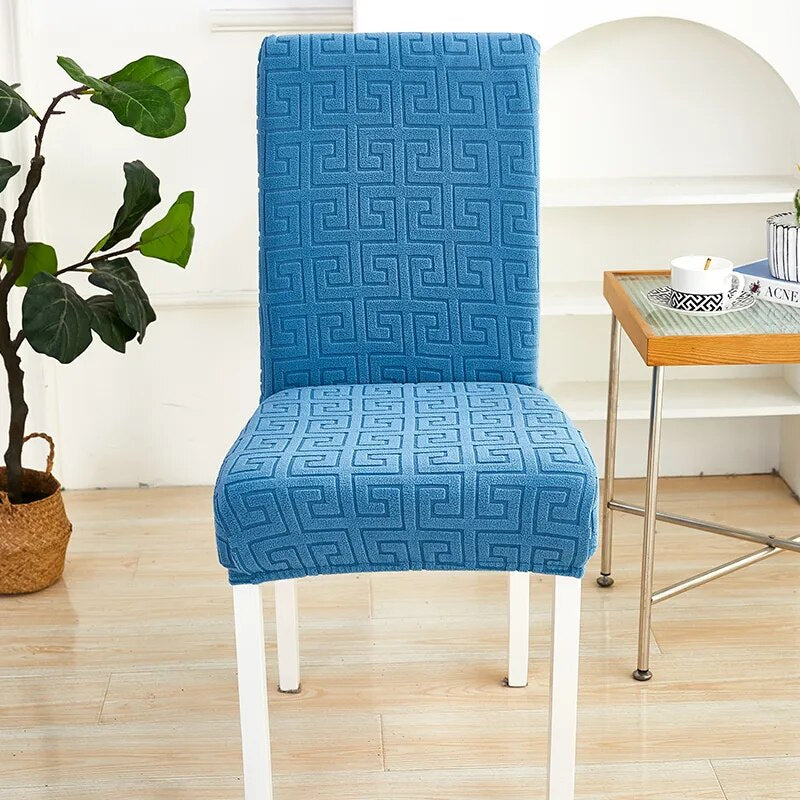 Anyseat Chair Cover Blue Square Geometric Design with Elastic Material for Dining Room Kitchen Wedding Hotel Banquet Restaurant