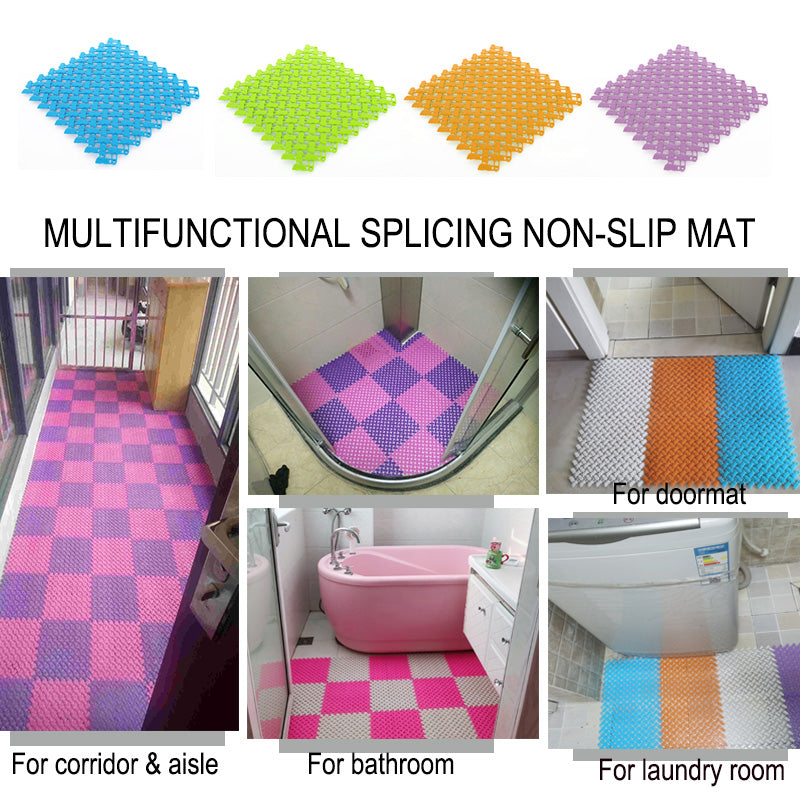 Anymat Splicing Mat Purple 25x25cm 20Pcs DIY Non Slip Bathroom Mat Mesh Drainage Massage Floor Carpet