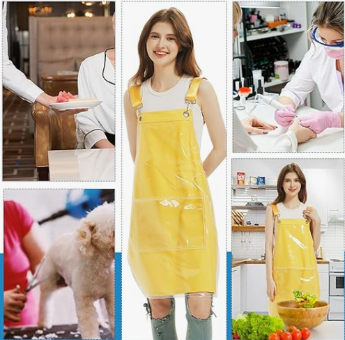 Anypron Yellow Waterproof Canvas Apron for Barber Painting Work Wear