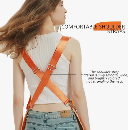 Anypron Waterproof Barber Apron – Orange Cross‑Back with Pockets