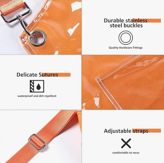 Anypron Waterproof Barber Apron – Orange Cross‑Back with Pockets