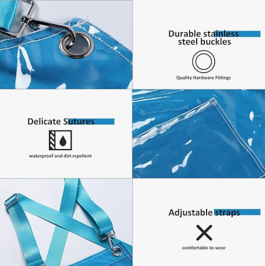 Anypron Waterproof Canvas Kitchen Apron Blue for Cooking and Work