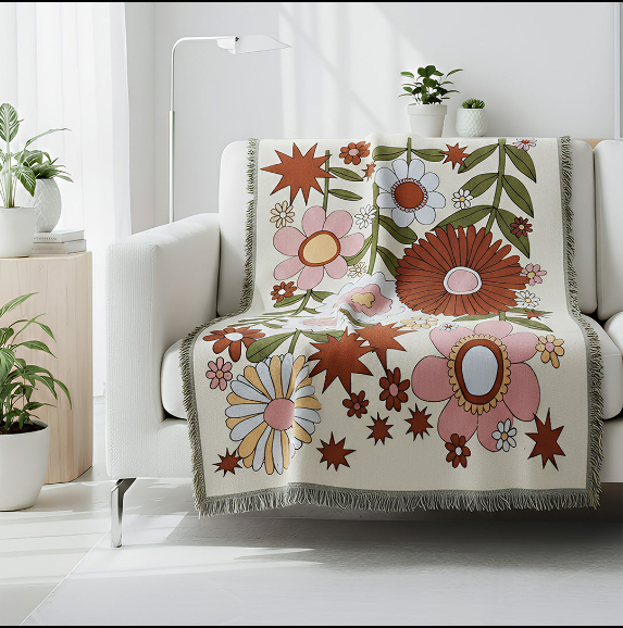 Anycozy Flower Soft Quilt Throw Blanket – Soft Camping Mat & Cozy Home Décor