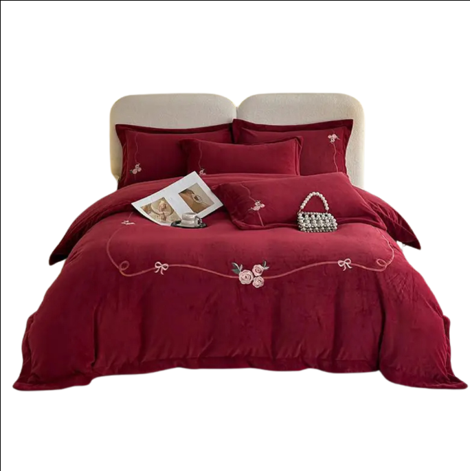 Anycozy Duvet Cover Set Flat Bed Sheet Soft Heavy Fluffy Floral Embroidery Quilt Bedding