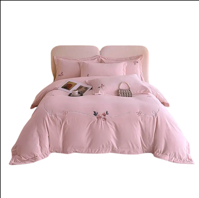Anycozy Duvet Cover Set Flat Bed Sheet Soft Heavy Fluffy Floral Embroidery Quilt Bedding