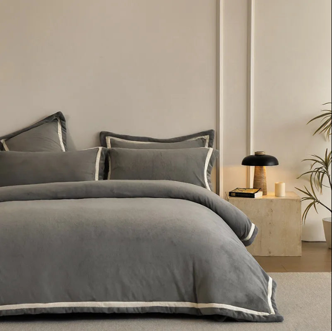 Anycozy Duvet Cover Set Plain Fitted Bed Sheet Ultra Soft Luxury Velvet Bedding Collection