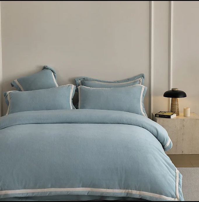 Anycozy Duvet Cover Set Plain Fitted Bed Sheet Ultra Soft Luxury Velvet Bedding Collection