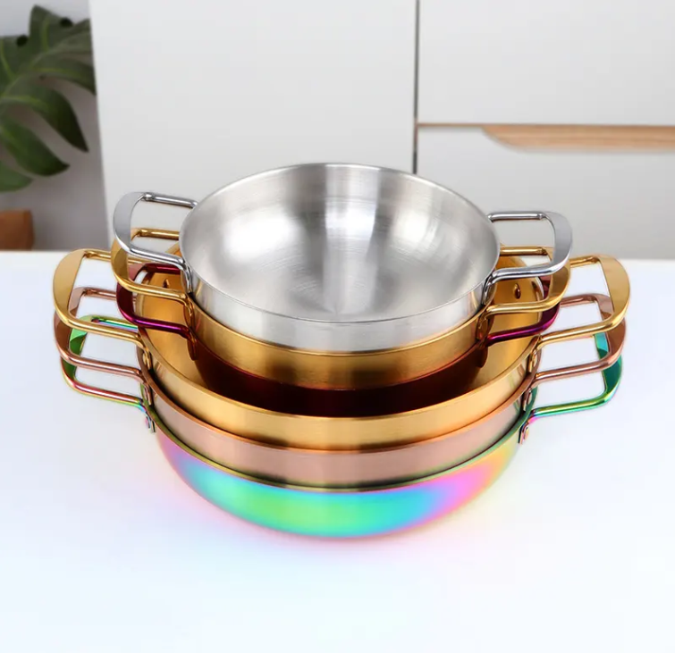 Anygleam Stock Pot Rainbow no.0-S Stainless Steel HotPot Without Lid Single-Layer Cooking Soup Noodle Sea Food Home Kitchen Restaurant Tools