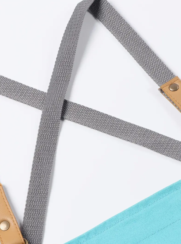 Anypron Blue Grey Cooking Apron for Men Women Chef Cafe Workwear