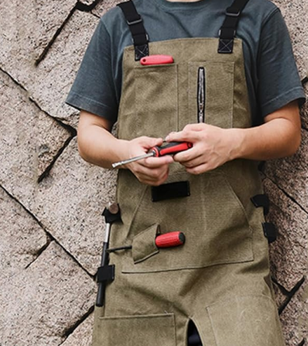 Anypron Green Canvas Gardening Apron – Waterproof, Oilproof Workwear for Gardening, BBQ & Kitchen