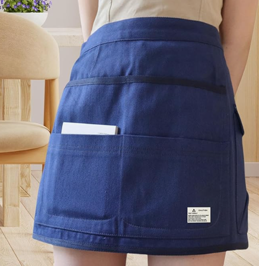 Anypron Blue Canvas Gardening Apron with Multi Tool Pockets
