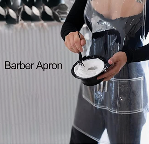 Anypron Waterproof Barber Apron – Tiffany Ribbon Cross‑Back with Pockets