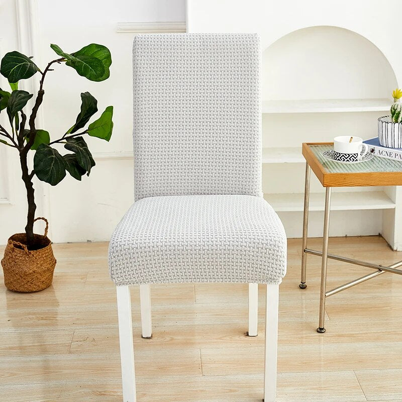 Anyseat Chair Cover Light Grey Micro Knitted Design with Elastic Material for Dining Room Kitchen Wedding Hotel Banquet Restaurant