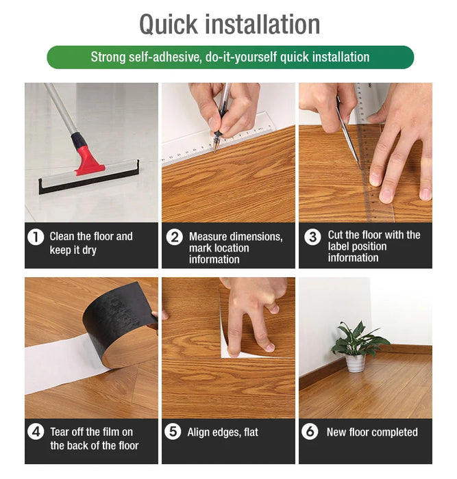 ANYHOUZ 5pcs Vinyl Tile Grey Mahogany Stain Self Adhesive Wear Resistant Floor Wood Grain 3D Wallpaper Waterproof Stickers for Home and Office Decoration