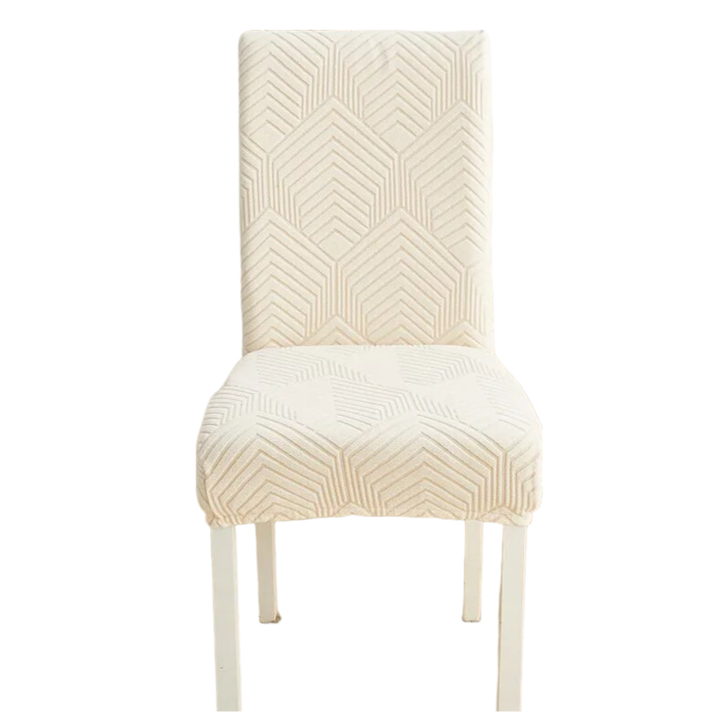 Anyseat Chair Cover Beige Geometric Lines Design with Elastic Material for Dining Room Kitchen Wedding Hotel Banquet Restaurant