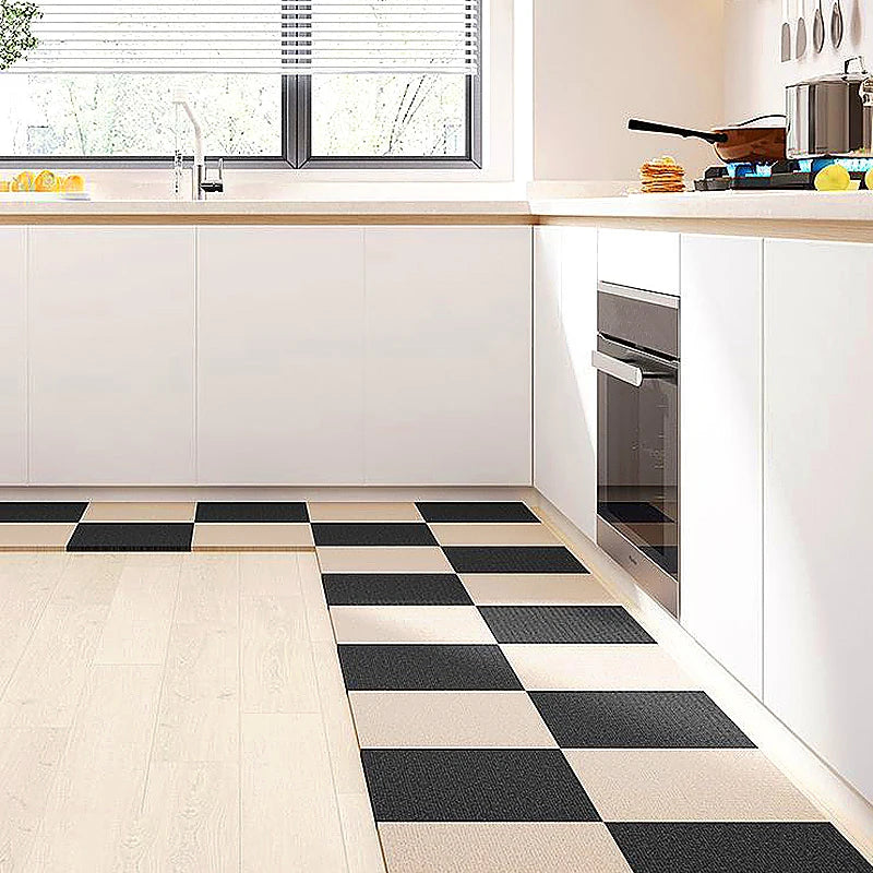 ANYHOUZ 10pcs Vinyl Floor Tile Black Anti-Slip Self Adhesive