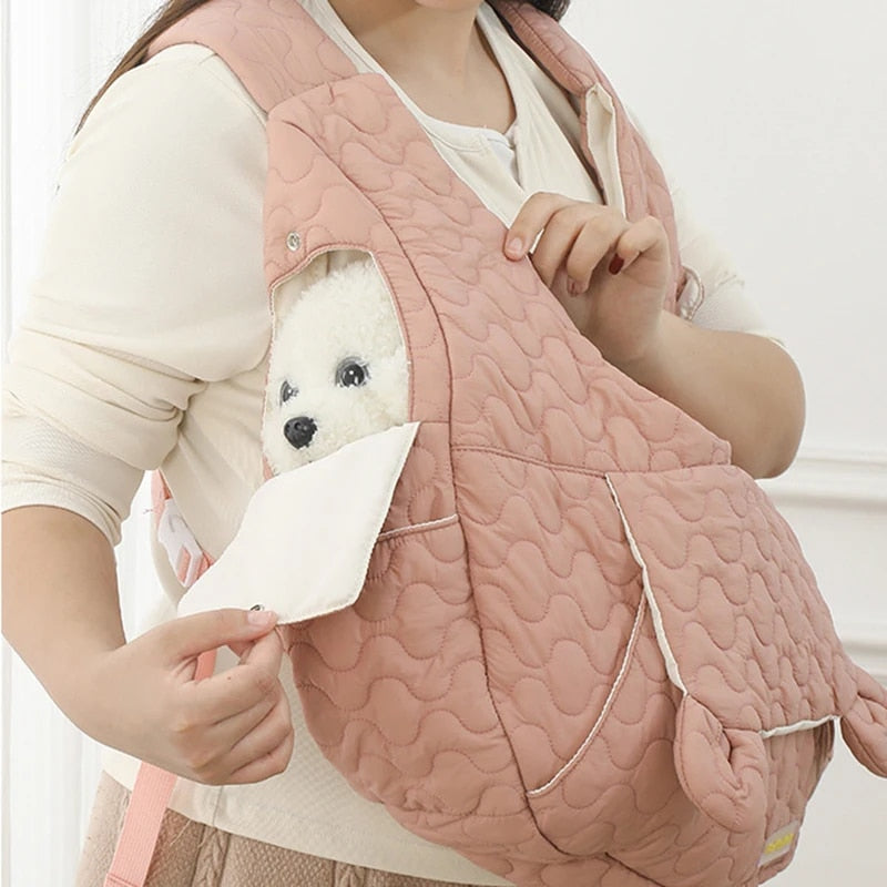 ANYWAGS Pet Carrier Khaki Embroidered Fabric Large Space Pet Backpack for Small Dogs or Cat Accessories