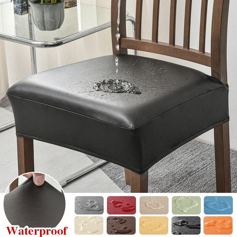 Anyseat Chair Cover Coffee PU Leather Seat Slipcover Chair Cover for Kitchen Hotel Banquet Dining Living Room